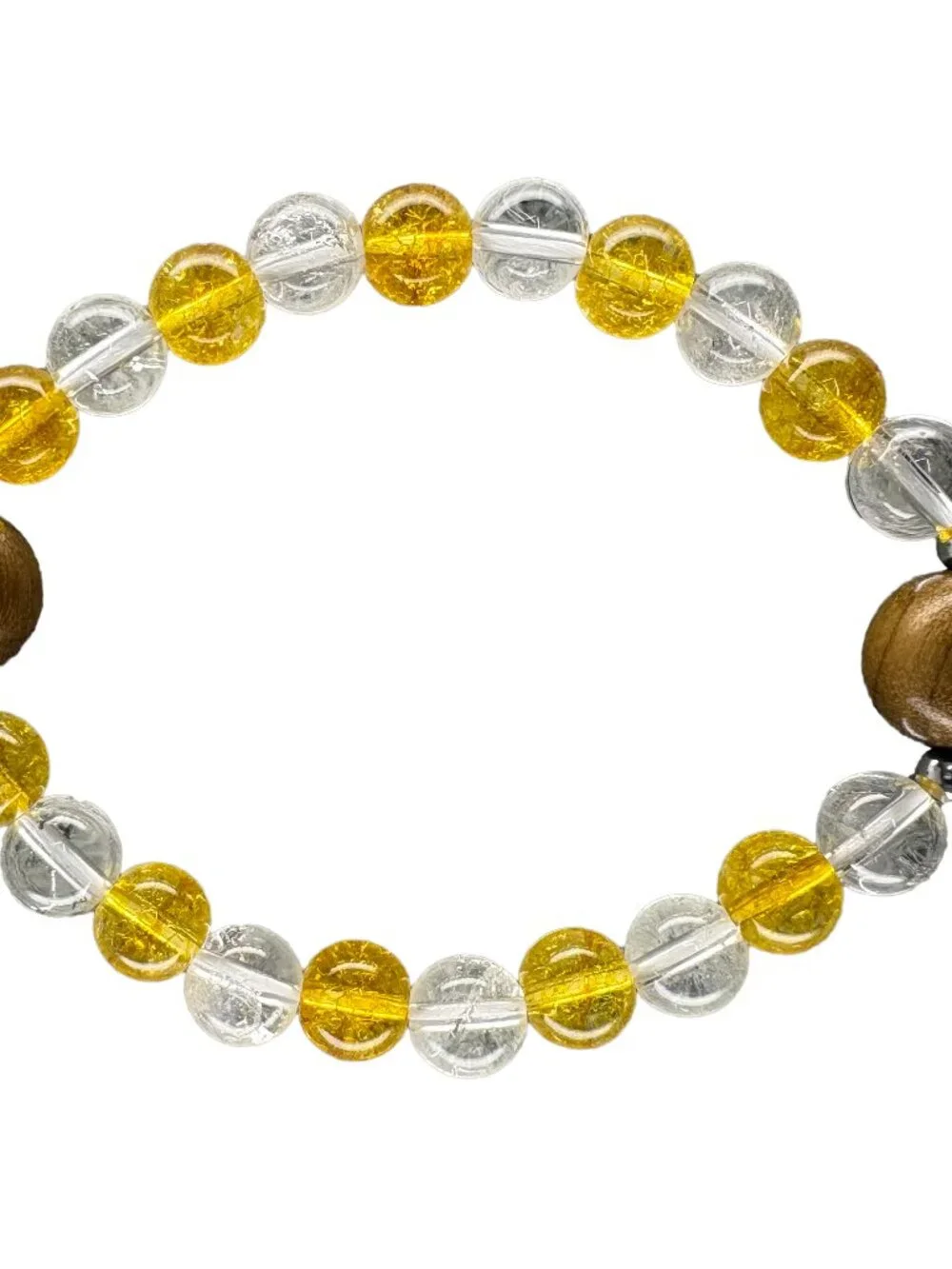 Golden Wood Yellow & Clear Quartz Bracelet 6.75